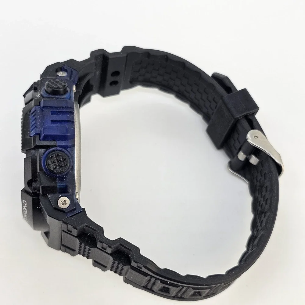 Men's Sports‎ Digital Watch 50MM Day Date Light Black Plastic Bands Working